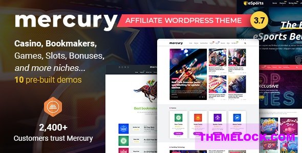 Mercury v3.8 - Gambling & Casino Affiliate WordPress Theme. News & Reviews