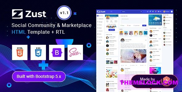 Zust v1.0 - Social Community & Marketplace HTML Template