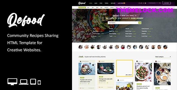 Qefood v1.0 - Community Recipes Sharing HTML Template