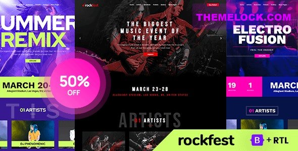 Rockfest v1.0 - Music Festival Event, DJ Concert and Night Club Website Template