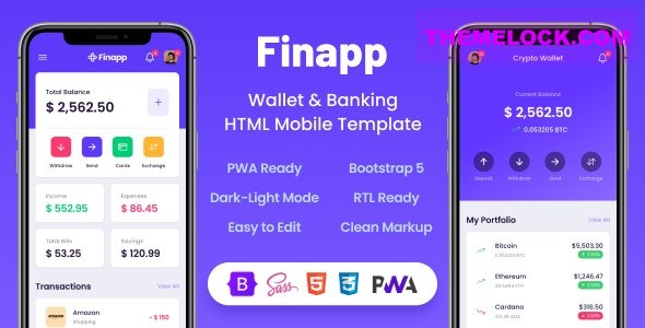 Finapp v2.1 - Wallet & Banking HTML Mobile Template