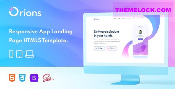 Orions v1.0 – Responsive App Landing Page HTML Template