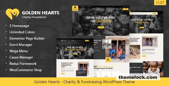 Golden Hearts v1.0.8 - Fundraising & Charity WordPress Theme
