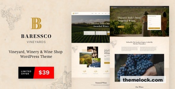 Baressco v1.0.1 - Wine, Vineyard & Winery WordPress Theme