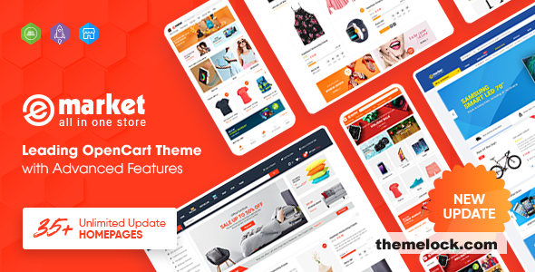 eMarket v1.3.5 - Multipurpose MarketPlace OpenCart 3 Theme (35+ Homepages & Mobile Layouts Included)