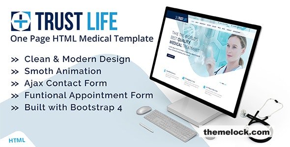 Trustlife v1.0 - Medical and Health Landing Page HTML Template with RTL