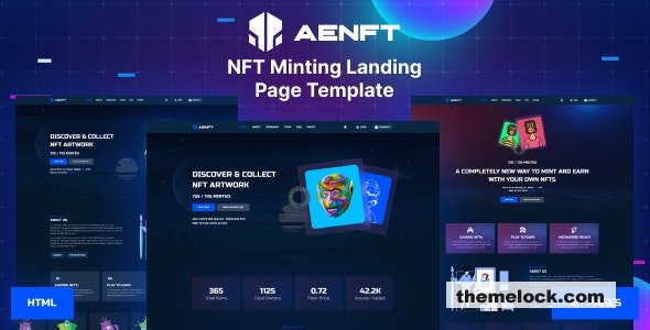 Aenft v1.0 - NFT Minting or Collection Landing Page HTML Template