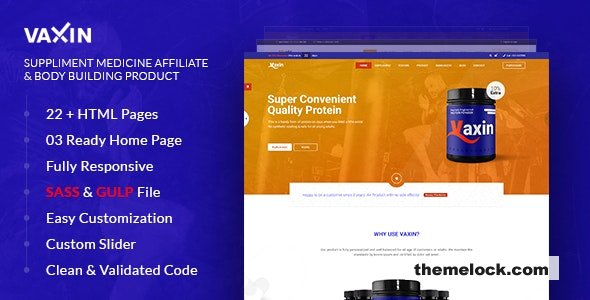 VAXIN - Health Supplement Medicine Affiliate with Bodybuilding Product HTML Template
