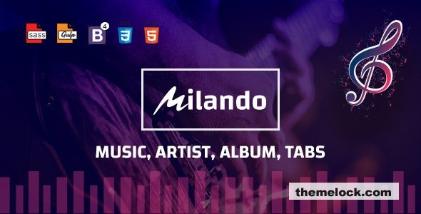 Milando - Music Portal With Track Playback Online Store and Musical Staff Multi Color HTML Template