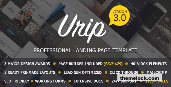 Urip v3.0 - Professional Landing Page With HTML Builder
