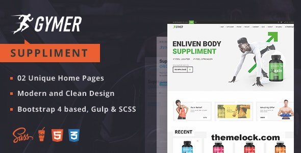 Gymer - Health & fitness medicine ecommerce html template