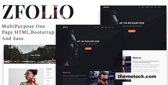 Zfolio - MultiPurpose One Page HTML And Sass Template