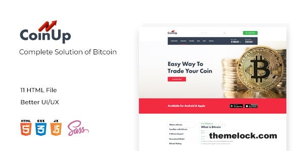Coinup - Complete Solution of Bitcolin HTML and Sass Template