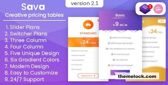 Sava v2.1 - Pricing Tables and Plans