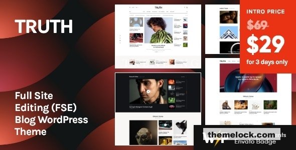 Truth v1.0 - Full Site Editing (FSE) Blog WordPress Theme