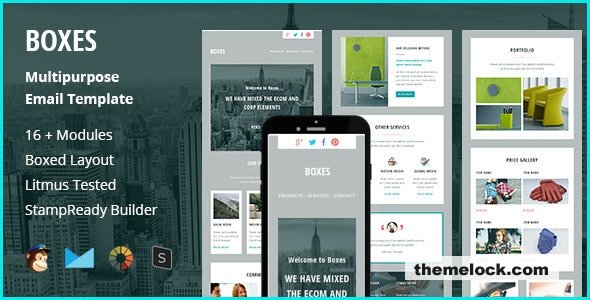 Boxes - Multipurpose Creative Responsive Email Template + Stampready Builder