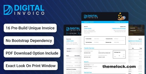 Digital Invoico – Invoice HTML Template for Ready to Print