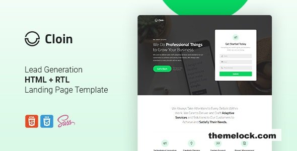 Cloin v1.1 – HTML Landing Page Template