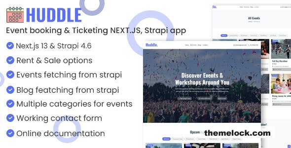 Huddle - Event booking & Ticketing NEXT.JS, Strapi app