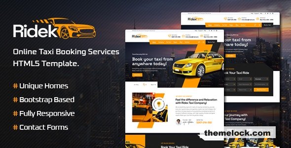 Ridek - Online Taxi Booking Service HTML5 Template