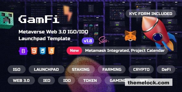 GamFi v1.8 - Metaverse Web3 IGO Launchpad HTML5 Template