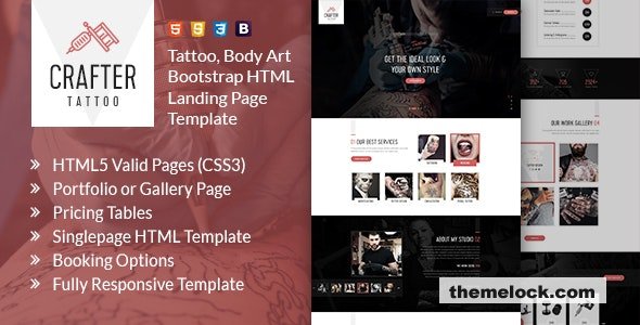 Crafter - Tattoo Bootstrap Landing Page Template