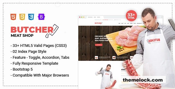 Butcher - Meat Shop eCommerce HTML Template