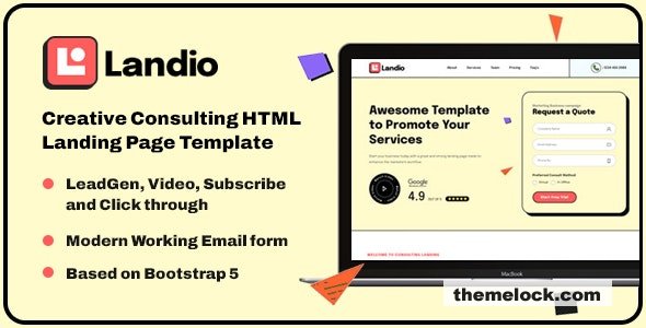 Landio - Creative Startup Consulting HTML Landing Page Template