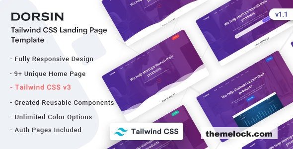 Dorsin v1.1 - Tailwind CSS Landing Page Template