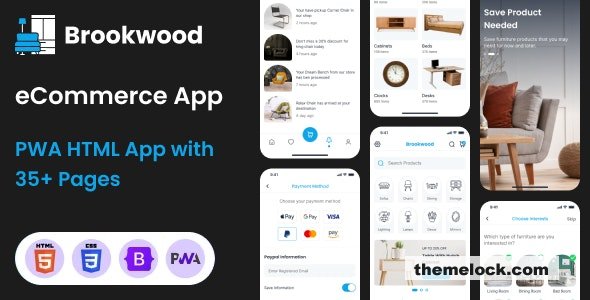Brookwood - Furniture & Home Decor eCommerce PWA Mobile HTML Template