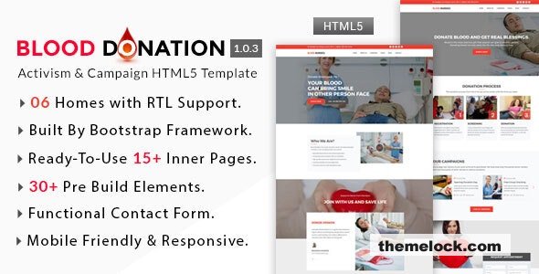 Blood Donation - Activism & Campaign HTML5 Template