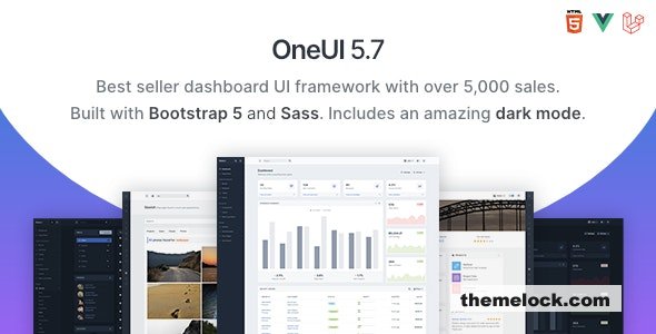 OneUI v5.7 - Bootstrap 5 Admin Dashboard Template, Vue Edition & Laravel 10 Starter Kit