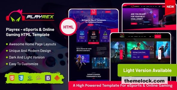Playrex - eSports & Gaming Clan News HTML Template