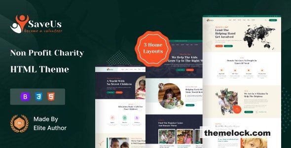 Saveus – Nonprofit Charity HTML Template