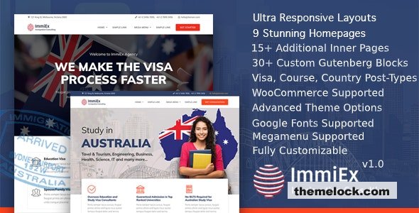 ImmiEx v1.5.8 - Immigration law, Visa services support, Migration Agent Consulting WordPress Business Theme