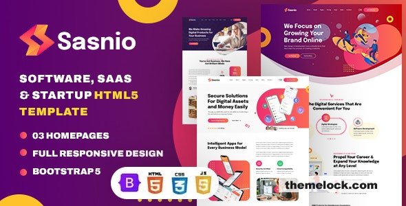 Sasnio - Software, SaaS & Startup HTML5 Template