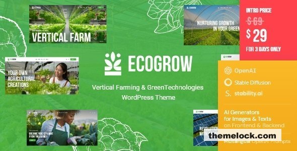 EcoGrow v1.0 - Vertical Farming & Green Technologies WordPress Theme + AI