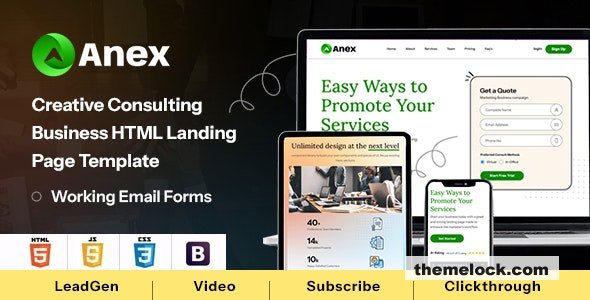 Anex - Consulting and Business Services HTML Landing Page Template