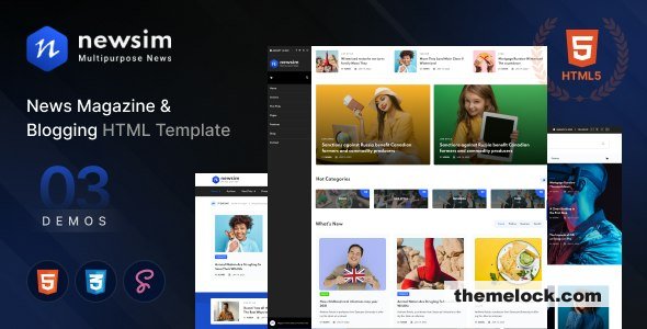 Newsim - News Magazine & Blogging HTML Template