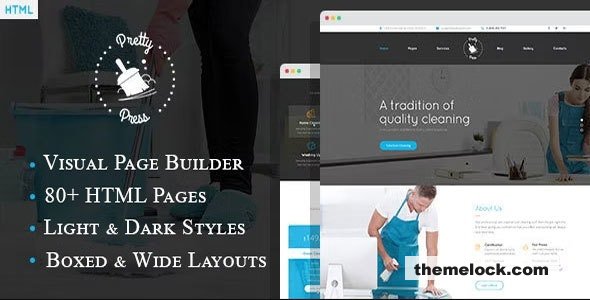 PrettyPress - Cleaning Service HTML Template with Builder