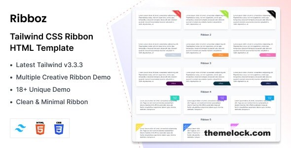 Ribboz - Ribbons Pages Tailwind CSS 3 HTML Template