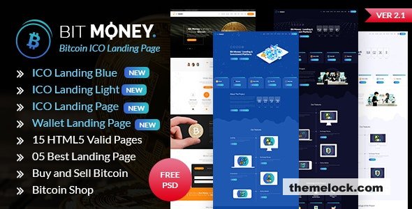 Bit Money v2.1 - Bitcoin Cryptocurrency ICO Landing Page HTML Template