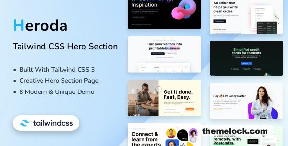 Heroda - Tailwind CSS 3 Hero Section HTML Template