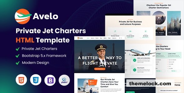 Avelo - Private Jet Charters HTML Template