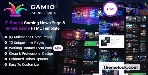 Gamio – eSports and Gaming HTML Template
