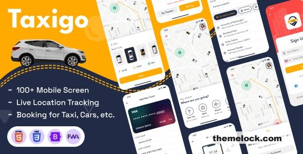 Taxigo - Car Rental and Taxi Booking Mobile App PWA HTML Template