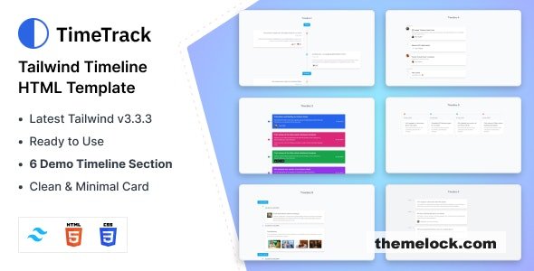 TimeTrack – Tailwind CSS Timeline Page Template