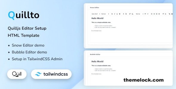 Quillto - Quilljs Editor Setup HTML Template