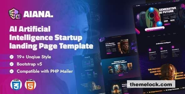 Aiana - AI Artificial Intelligence Startup HTML Landing Page Template