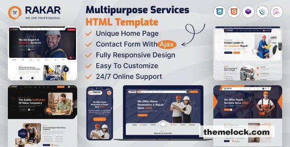 Rakar - Multipurpose Services HTML Template